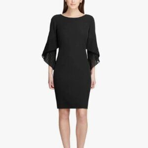 DKNY Pleated Bell-Sleeve Sheath Dress Size 12